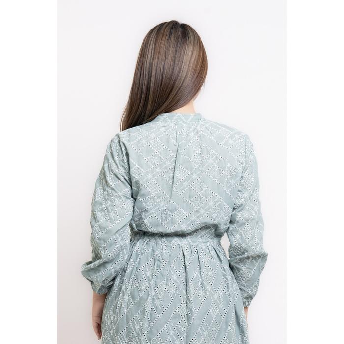 (Pasti Diskon) Puricia By Hassenda Gamis Wanita Motif Embro Elesha Light Blue