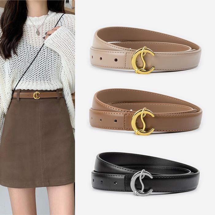 Fashion Genuine Leather Belt Women Second Layer Cowhide Alloy Buc
