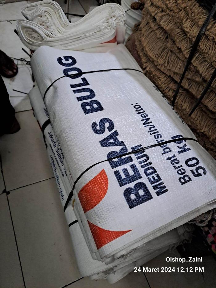 10 Karung Sak plastik BERAS BULOG 50 kg, ORI, Like NEW, Tebal kuat dan awet