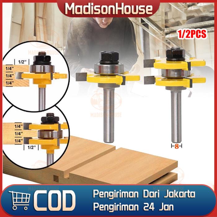 1/2PCS Mata Profil Tongue & Groove Router Trimmer Panel Sambung Kayu Jointing Panel Slot Pintu Jende
