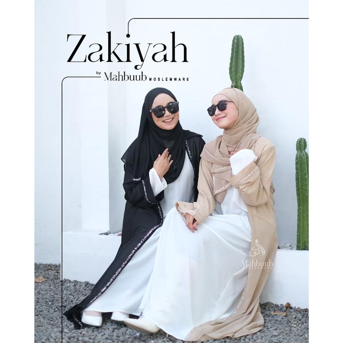YAYA S. ZAKIYAH ABAYA OUTER HITAM TURKEY GAMIS SYARI MUSLIMAH BAHAN JETBLACK KOMBINASI MATA-MATA MAH