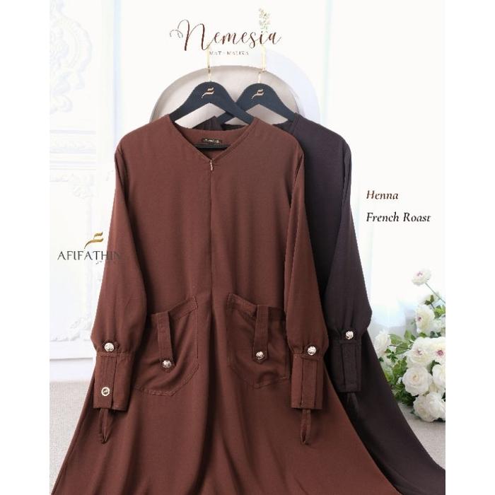 (Pasti Diskon) Afifathin ~ Gamis Only Nemesia / Gamis Terbaru Kekinian Simple / Cocok Untuk Acara Fo