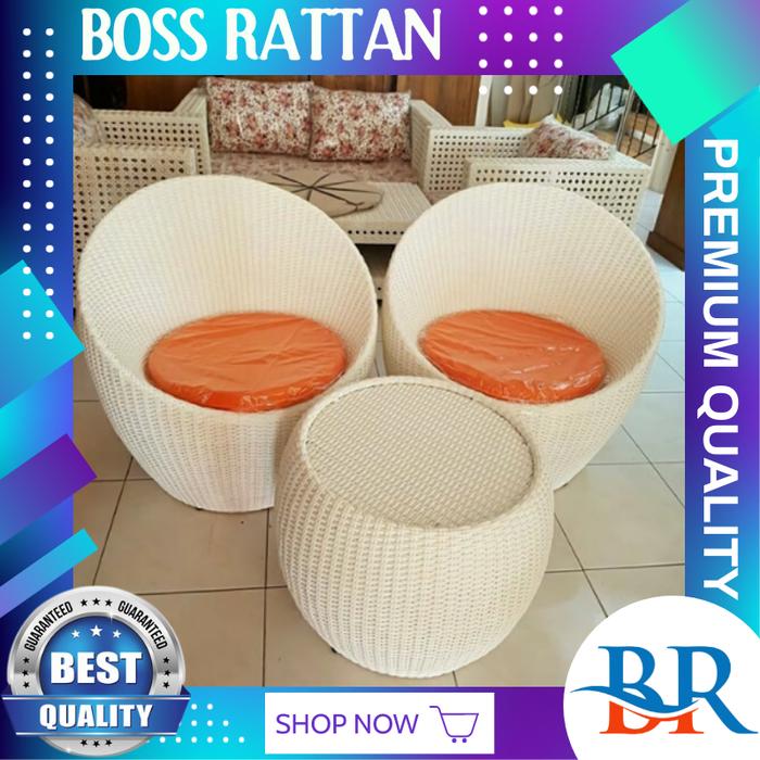 Kursi Korsi Bangku Teras Malas Santai Anyaman Rotan Sintetis Gentong Putri Untuk Teras 1 set Modern 