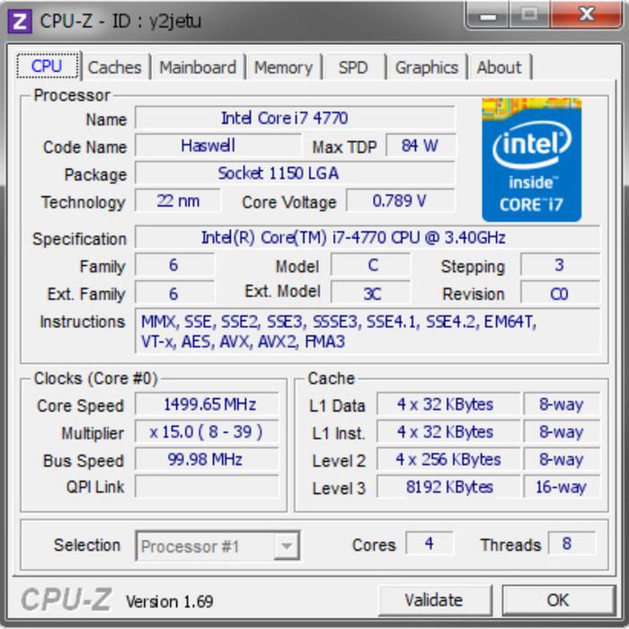 Processor Intel Core i7-4770 3.4Ghz - Cache 8MB Tray Socket LGA 1150