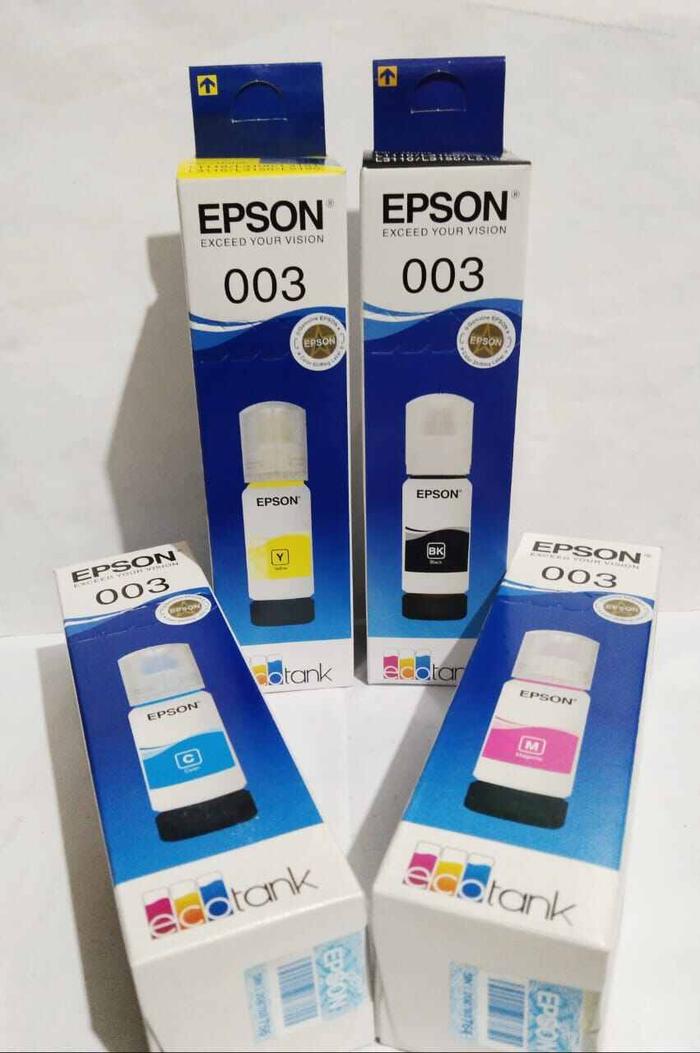 TINTA EPSON OO3  1 SET WARNA BLACK CYAN MAGENTA YELLOW PRINTER UNTUK TIPE L3110, L3150, L1110, L3100