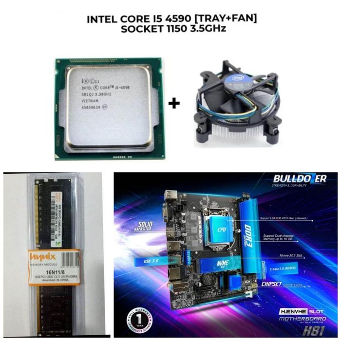 PAKET PC RAKITAN PROCESSOR INTEL CORE I5 LGA 1150 H81 RAM 8GB
