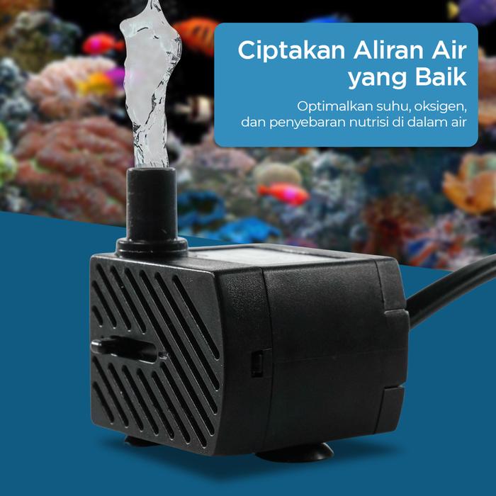 TaffHOME Pompa Air Aquarium Ikan Submersible Pump Fish Tank 220-240V 3W/5W - JN-300/JN-200