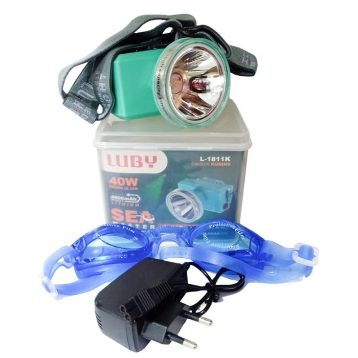 Senter Kepala Selam Tahan Lama 30 Jam Body FOSFOR Luby L-1811L 40W Super Terang Cahaya Putih / Kunin