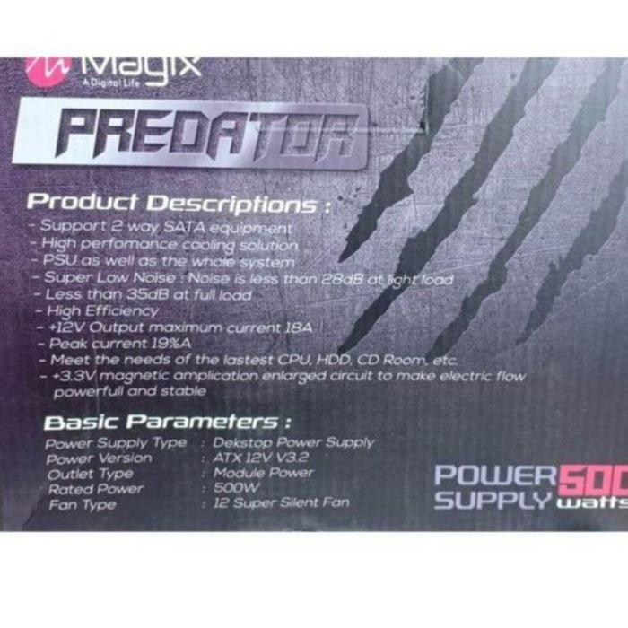 POWER SUPPLY CPU 500WATT PSU BOX STANDAR INCLUDE KABEL POWER