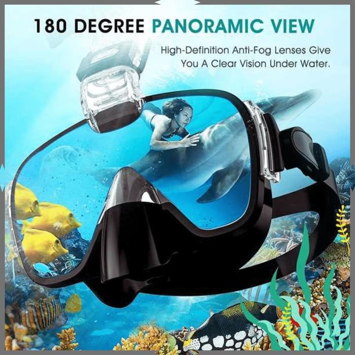 READY STOCK Huacheng Kacamata Selam Anti Kabut Scuba Diving Snorkeling Goggles Set / kacamata selam 