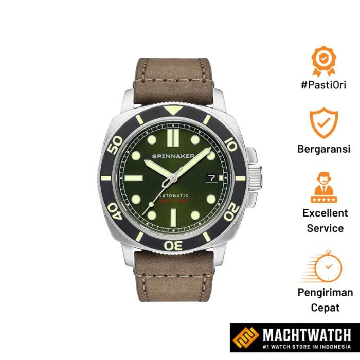 Spinnaker Hull Diver Allator Green Sp-5088-03 Green Dial Lht Brown Terbaru