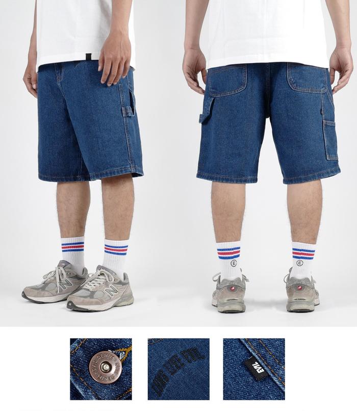 CELANA PENDEK DENIM BIRU PRIA SHORT PANTS BLUE EVIL ARMY | SALVO A25 BLUE