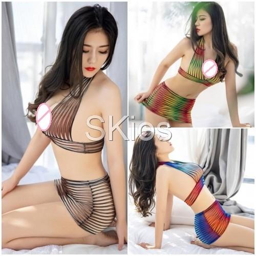 Y Lingerie Transparan Mini Skirt Rok Mini Baju Tidur Wanita Set Terbaru