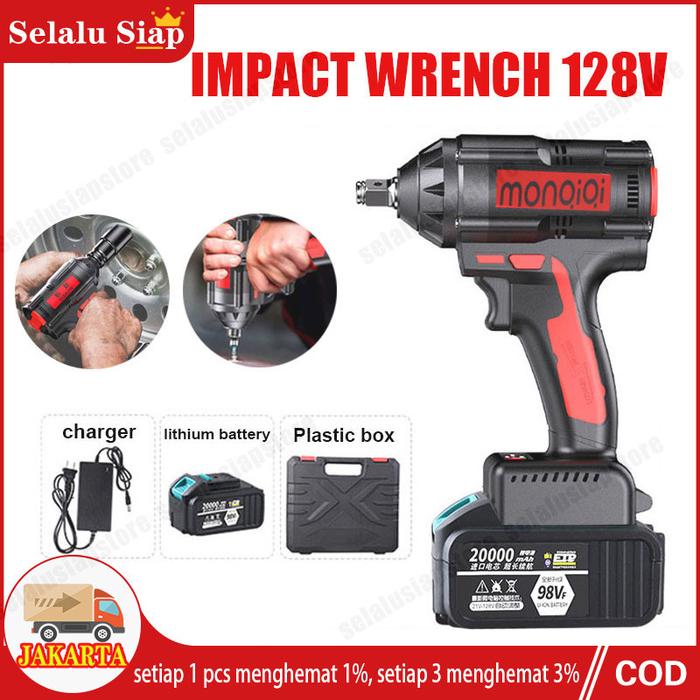 BOR CAS 1 BATERAI PROMO IMPACT WRENCH 98V PEMBUKA BAUT TRUCK MOBIL CORDLESS IMPACT 98VF UCHIHA BOR C