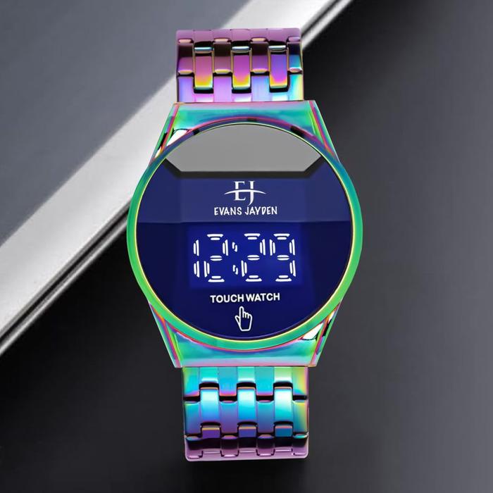 Original 100% Jam Tangan Pria Evans Jayden 9954 Rantai Stainless Digital Touch Screen Water Resistan