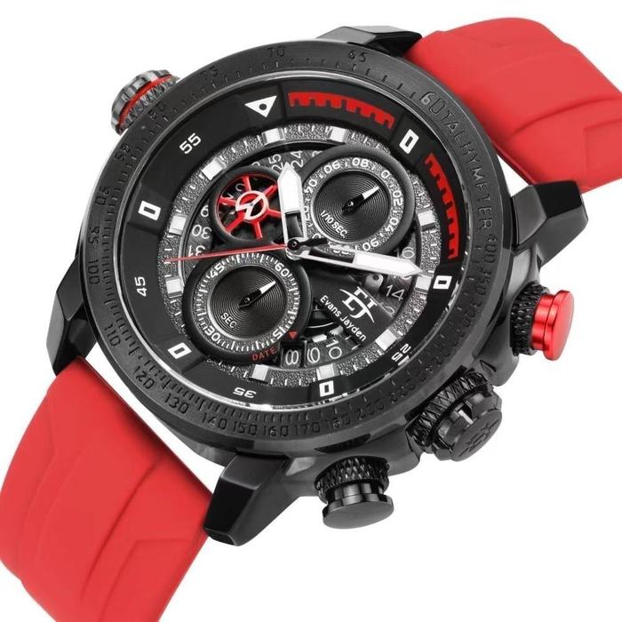 ORIGINAL 100% EVANS JAYDEN 9466 Jam Tangan Pria Rubber Chrono Aktif Water Resistant 10 ATM