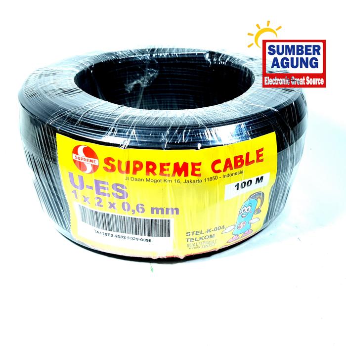 Supreme Kabel Telpon Hitam 100M 100 Meter 100Meter UES 1x2x0.6mm STEL-K-004 TELKOM Cable Tahan Outdo