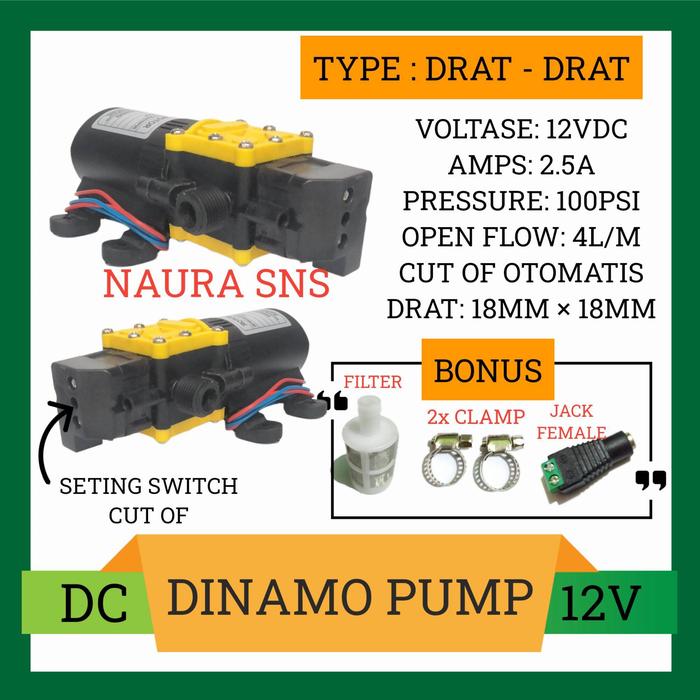 Pompa Dc 12v 100Psi Dinamo pompa Dorong Sprayer Steam Motor Mobil