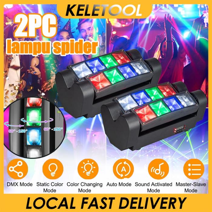 KELETOOL 40W LED lampu spider Lampu Mini Spider Moving Head sensor suara Strobe Light Sorot Panggung