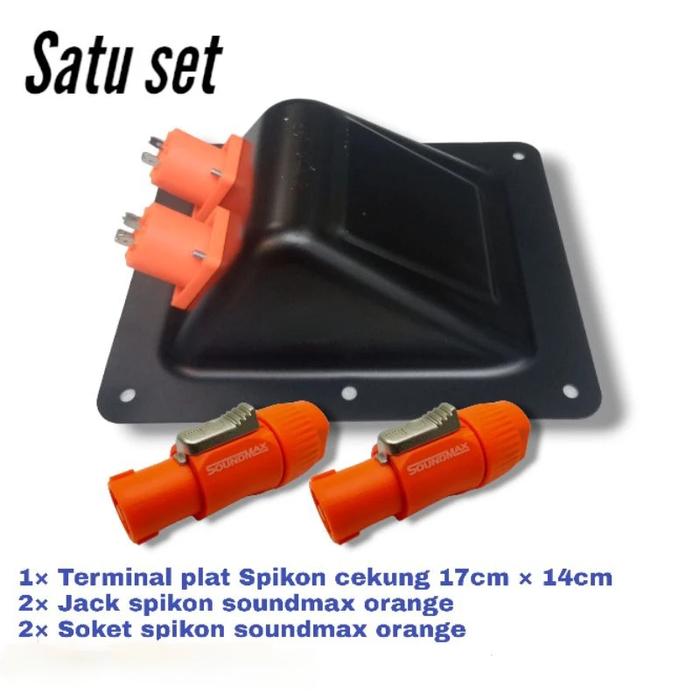 SET PLAT BOX SPEAKER LUBANG BESI SOKET SPIKON MODEL CEKUNG UKURAN 17X14CM