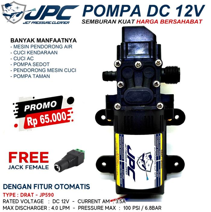 Pompa DC 12V JPC Penguat Tekanan Air High Pressure Alat Cuci Mobil Motor AC Jet Cleaner Pompa Steam