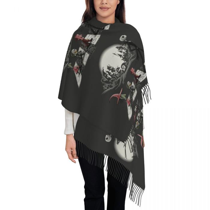Custom Printed Jack Skellington Halloween Scarf Men Women Winter Fall Warm Scarves The Nightmare Bef
