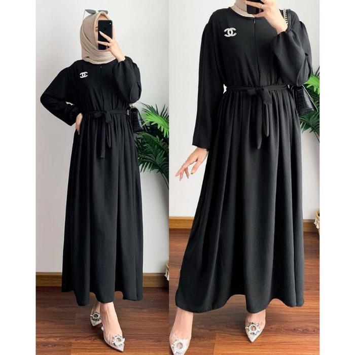 Dress maxi batavia crinkel air flow/gamis remaja prempuan fashion/gamis remaja wanita terbaru/terlar