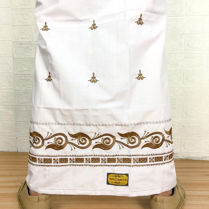 Hot Sale!, Wadimor - Sarung Bordir Premium Putih Katun Motif Bali Gayo Minang Toraja Bordir Dewasa M