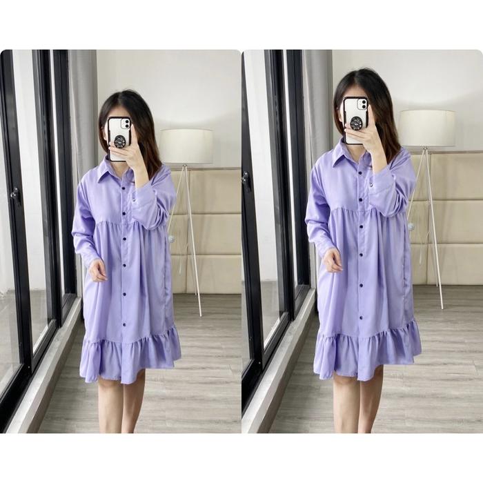 tunik tunic rempel lilac / tunik hijab friendly / tunik busui / kemeja casual wanita / tunik s