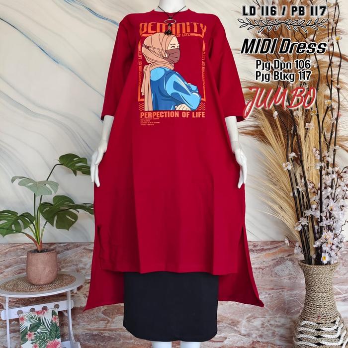 TGC Home Dress Zolaqu / Combed Home Dress / Long Tunik / Midi Dress Kaos Size JUMBO