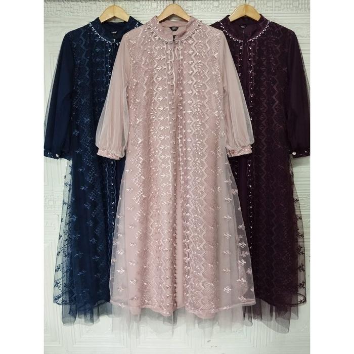 GAMIS Ozias Lace Tutu Brukat Mutiara & LENGAN ORGANZA TERBARU