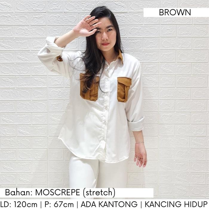 3799 levi two tone shirt kemeja wanita