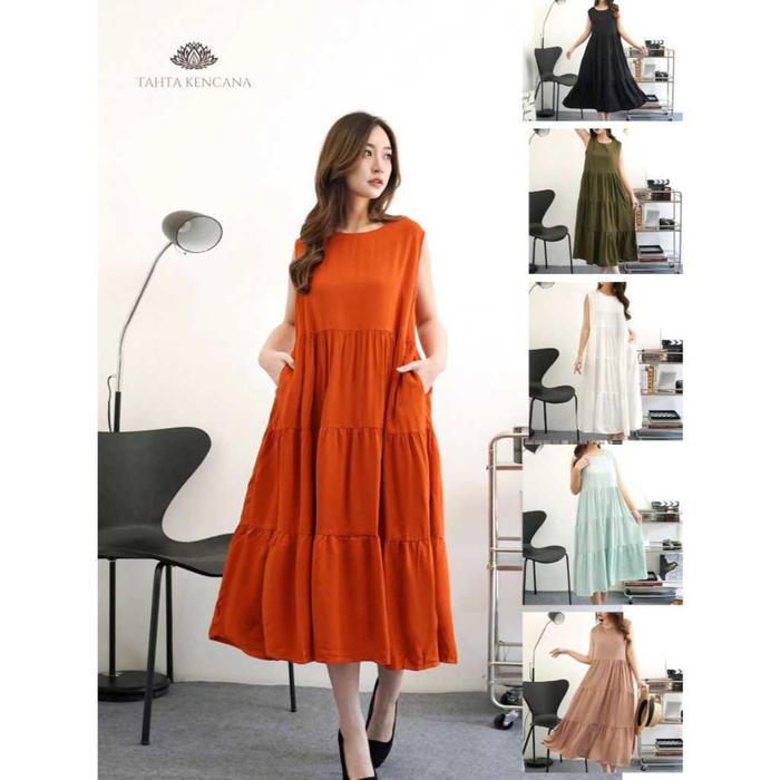 MIB Style - Inner Midi Dress s Wanita Rayon Twell Adem Inner Gamis Tanpa Lengan s