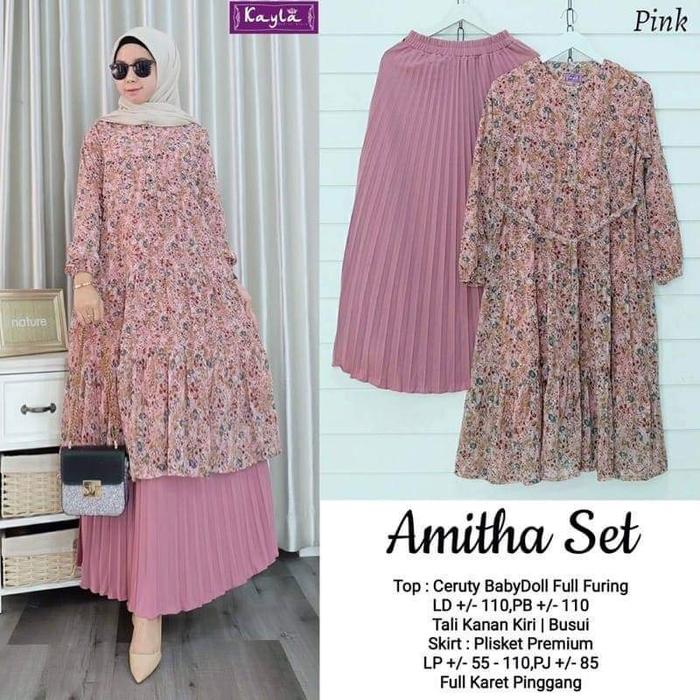 Amitha Set Rok Bunga Maxy Busui Terbaru Ori