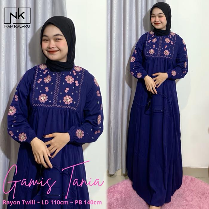 𝐍𝐚𝐧 𝐊𝐚𝐥𝐚𝐤𝐮 - Gamis Rayon Twill Bordir Wanita TANIA Pum Busui Friendly Dress Motif el Kekinian