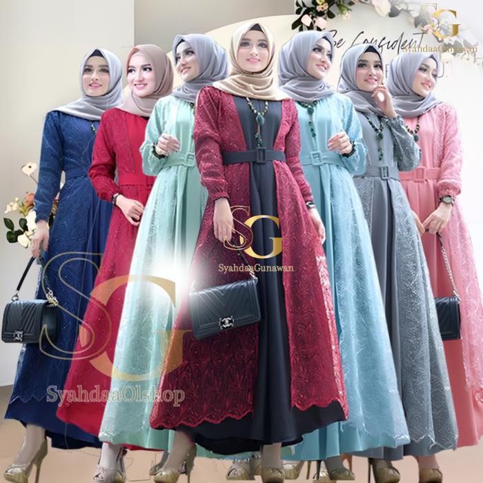 TERMURAH Gamis Brukat Pearly dress Brokat 2024 kekinian cantik simpel elegan mint dan sage warna cho