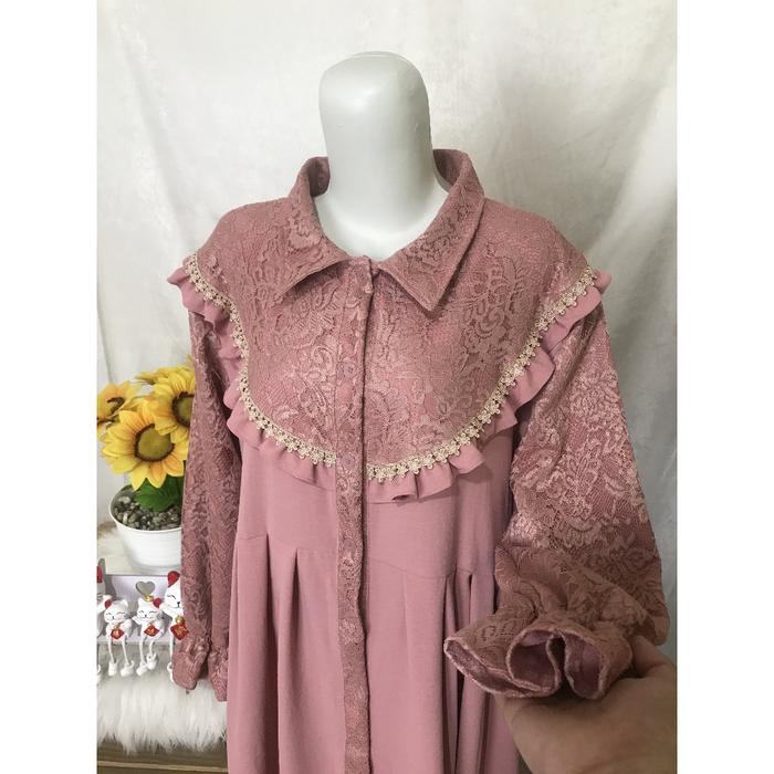 SALE GAMIS TERBARU - JAMILAH GAMIS CRINKLE PUM MIX BRUKAT RENDA BORDIR BUNGA SIMPLE ELEGAN BUSUI BUM