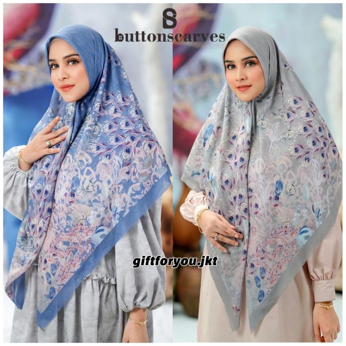 Buttonscarves The Ederra Series Voal Square XL Allure / Glacier Hijab