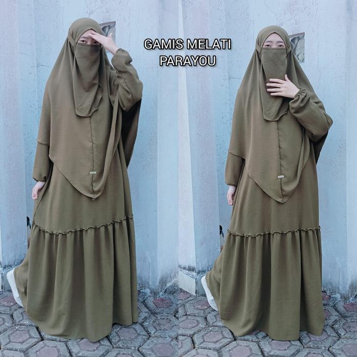 Parayou"GAMIS MELATI SET SYAR'I NON PED MODEL REMPEL KRINGKEL PARAYOU