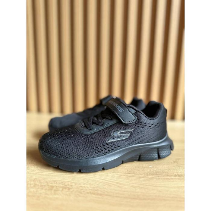 (Langsung Diproses) PIQI SEPATU ANAK SEKOLAH HITAM POLOS SKECHERS FULL BLACK PREMIUM