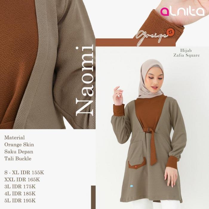 - Alnita Outfit Atasan Muslimah Tunik Alnita Naomi Long Tunik Naomi