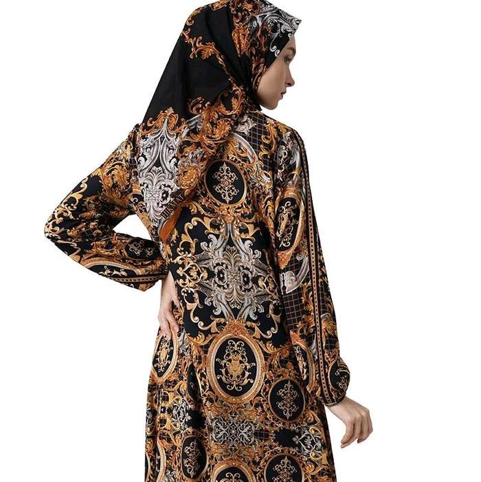 OKmusllim- Abaya Hikmat Original A8847-05 dengan Scarf Warna Hitam untuk Muslim Wanita - Dress, Dewa
