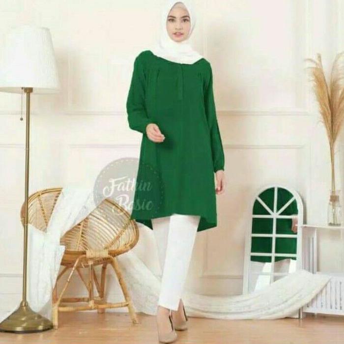 TUNIK 001- ijo botol - kubus - toska - sier - maroon - TUNIK RAYON S