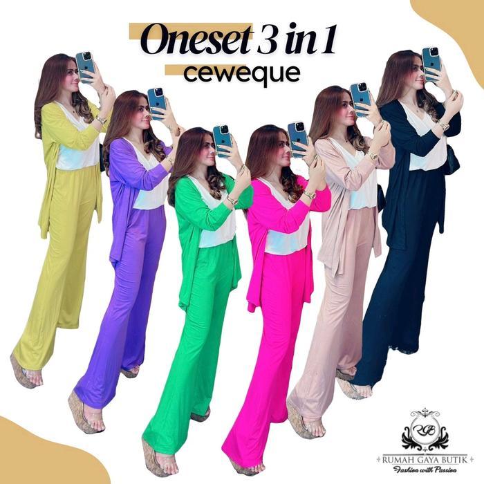 OKmusllim- oneset 3in1 ceweque by RGB Setelan Celana Panjang