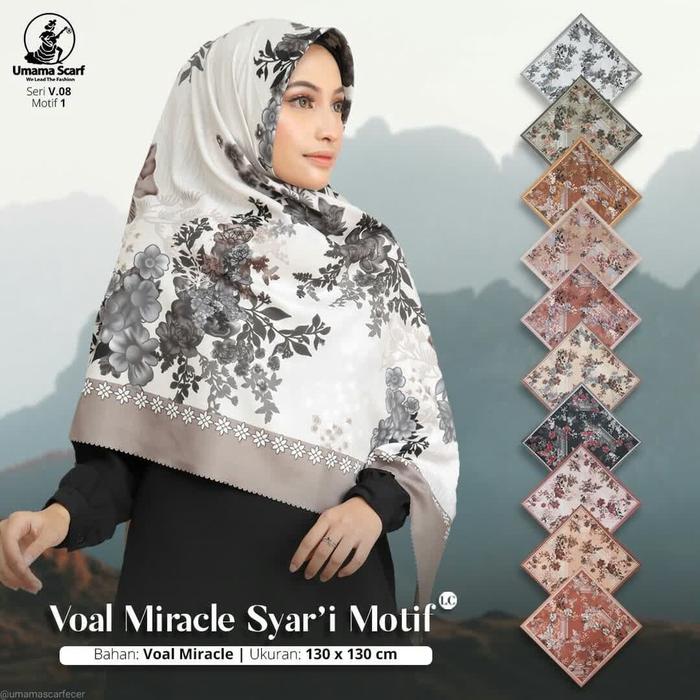 jilbab segi empat jumbo syari ukuran 130x130 umama scarf bahan voal