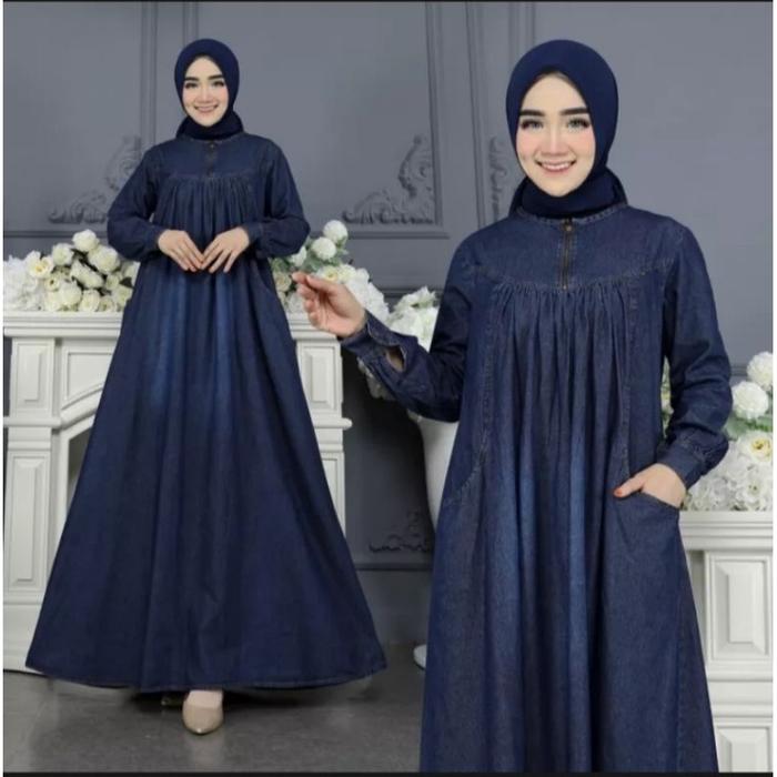 /gamis jeans kekinian 2022/gamis jeans terlaris 2022/gamis jeans