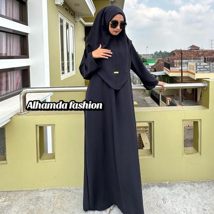 Gamis Aisyah / Gamis Set Bergo / Abaya Aisyah Cringkle Airflow Premium