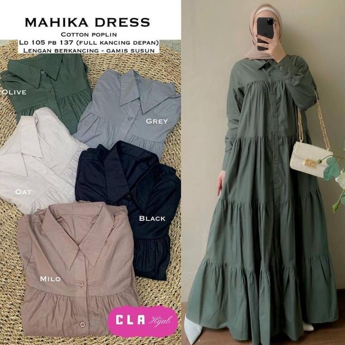 Mahika Dress muslim maxi dress busui maxy jumbo gamis katun poplin