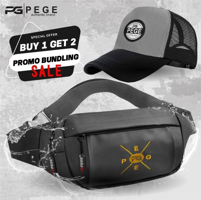 Bundling Paket Hemat Buy 1 Get 3 PEGE Thanos Waistbag Waterproof Topi Dompet Distro - PG Bundling 11