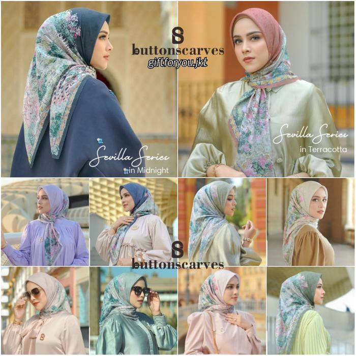 Buttonscarves Sevilla Series Kerudung Midnht Butter Amarilla Lavanda